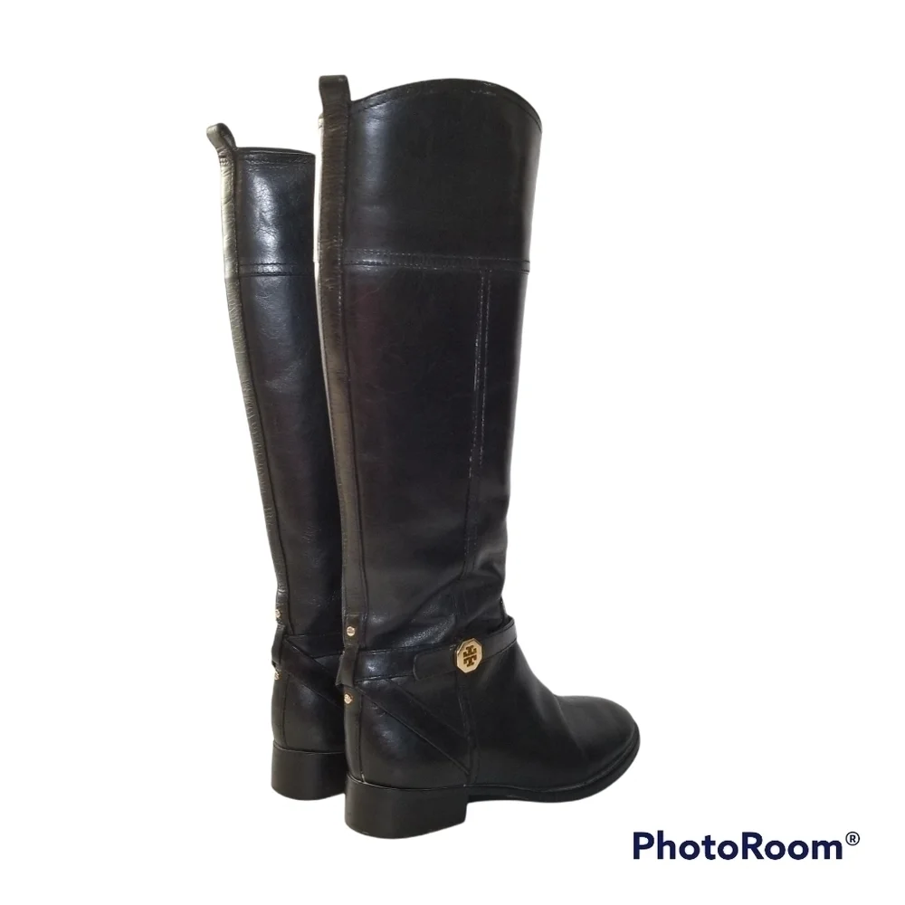 TORY BURCH Brita Tall Black Leather Riding Boots size 5.5